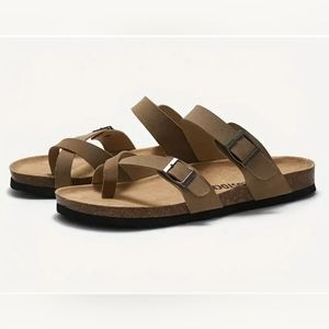 Women's Flat Slide Sandals, Comfortable Open Toe Buckle Strap Shoes Sz 11